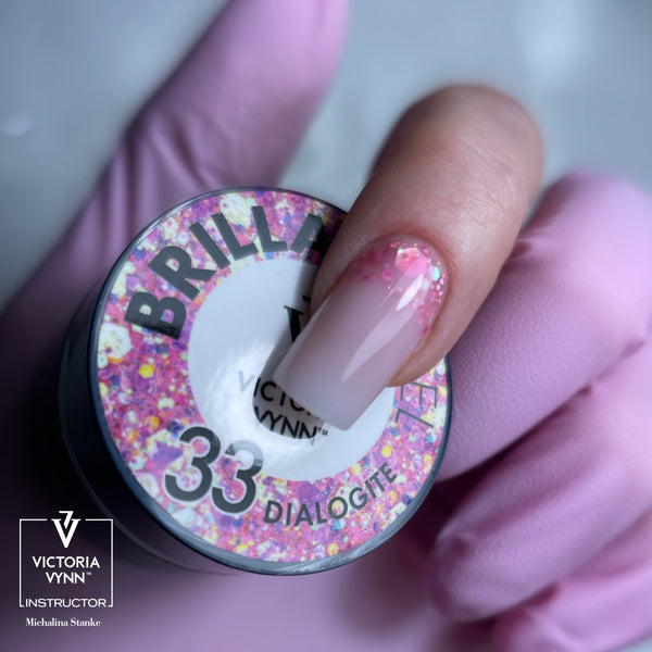 Victoria Vynn Brilliant Gel 33 Dialogite 5g pink glitter princess nails