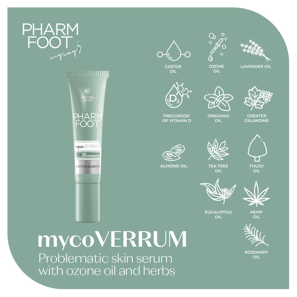 PHARM FOOT -mycoVERRUM 15ml  Problematic skin serum with ozone oil and herbs Northern ireland UK