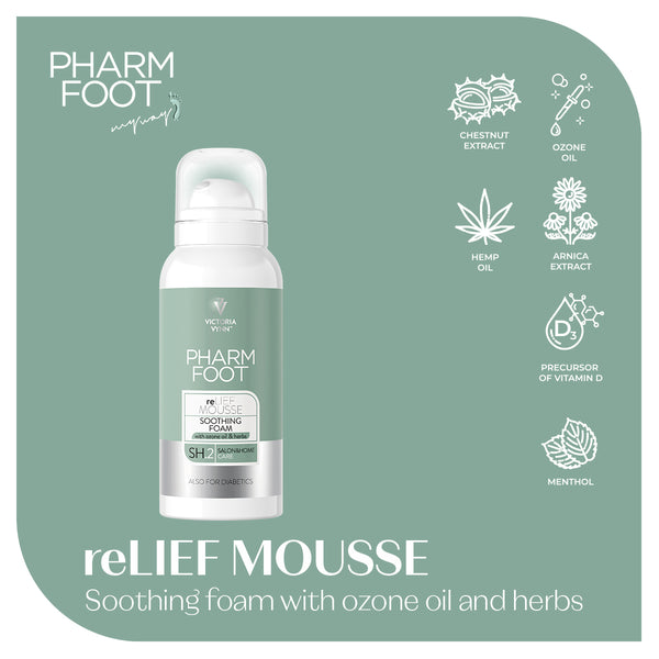 Pharm Foot - reLIEF MOUSSE 105ml  Soothing foam with ozone oil and herbs Northern Ireland shop UK