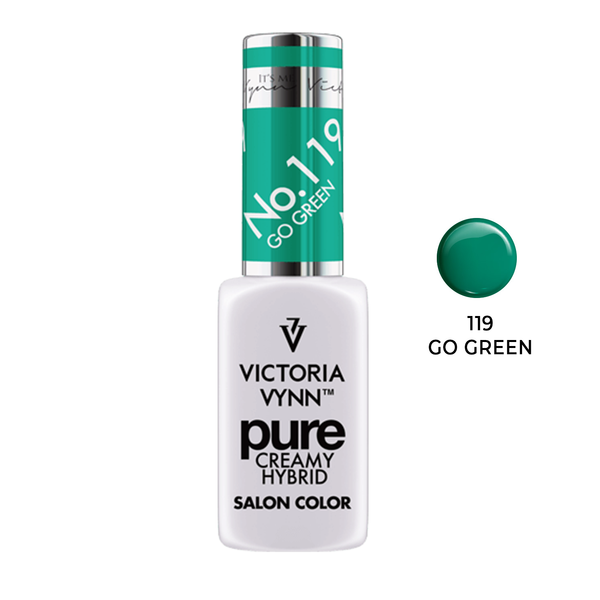 Pure Creamy Hybrid Go green 119 8ml gel polish Victoria Vynn UK
